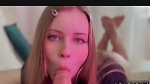 CUM on FACE of a Cute Student Girl