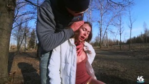 Cute Brunette Exposes Butt Plug In Park And Gets Fucked In Ass Against a Tree / True Amateurs - PornGO.com